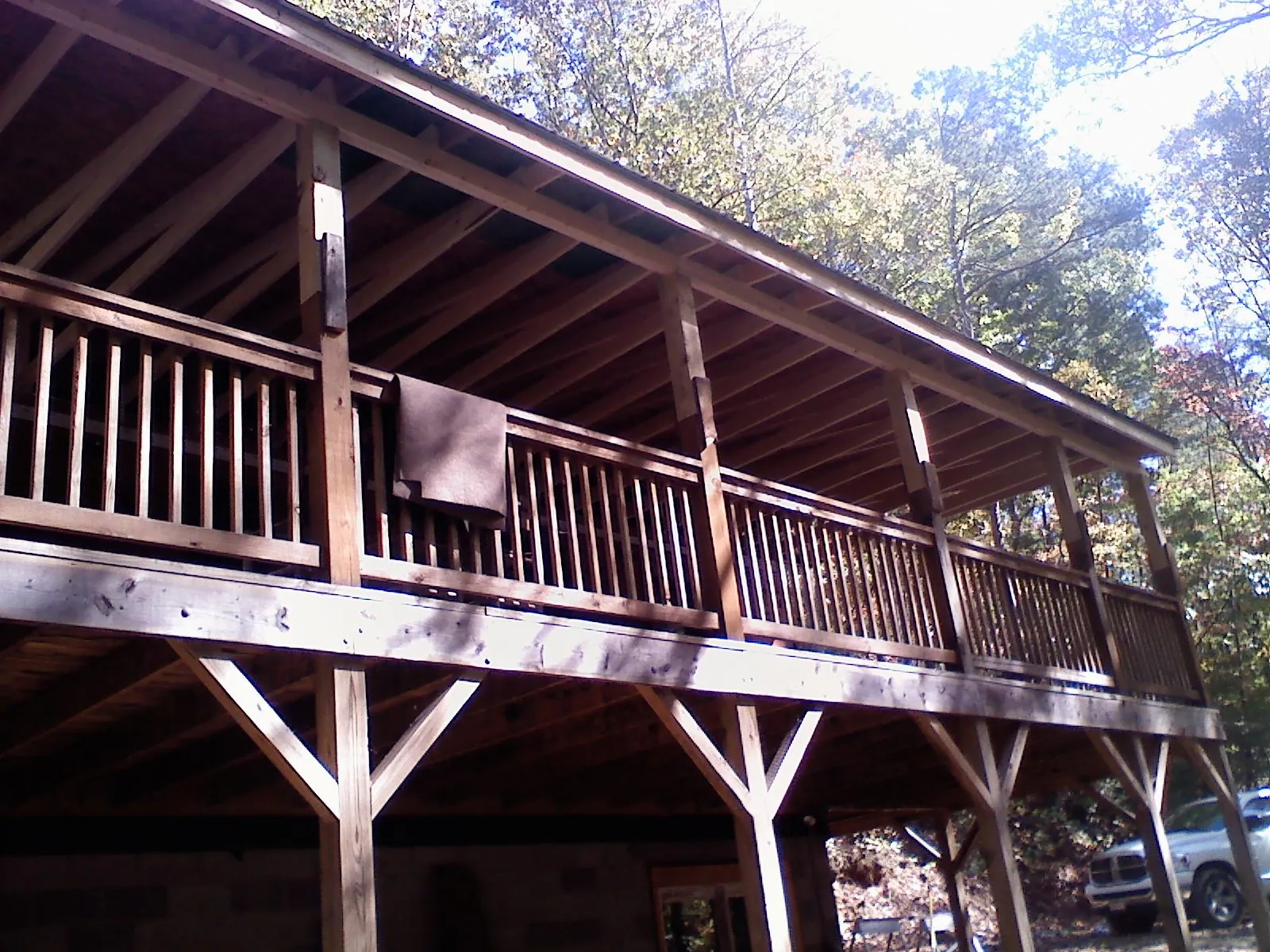 Timber framing under a new elevated porch and deck — Roof Leak Repair in Deerfield by Roofing Brothers